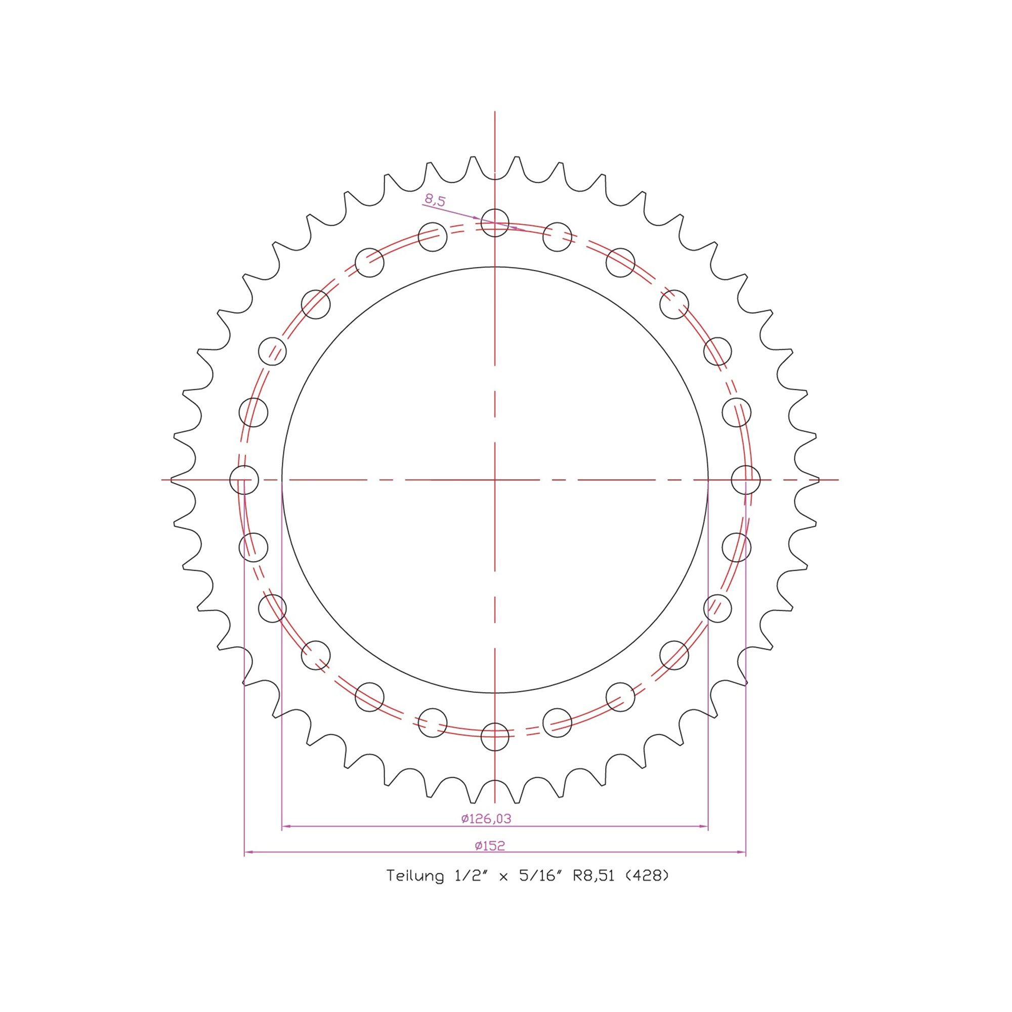 Esjot Kettenrad 51-15085-46 ALU #428 46 Zähne