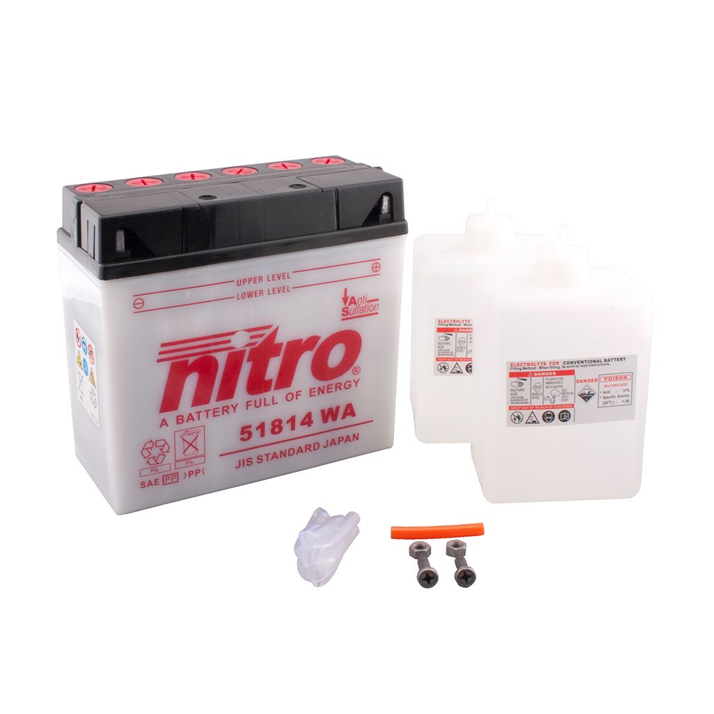 Nitro Batterie 12V 18AH 51814 Blei-Säure HC mit Säurepack