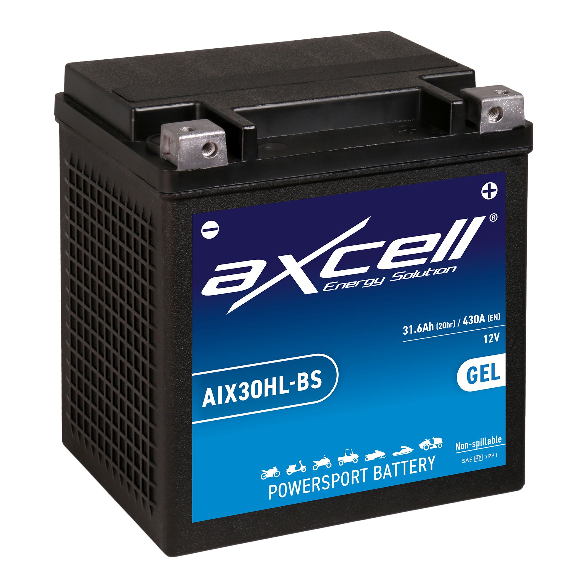 AXCELL Batterie 12V YTX30HL-BS HD-Pole GEL