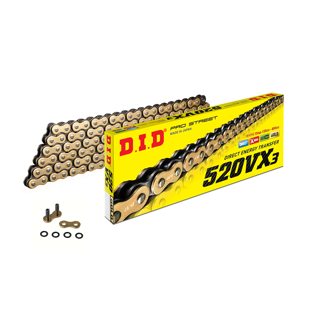 DID Kette 520 VX3 G&B 100 mit Niet-Schloss