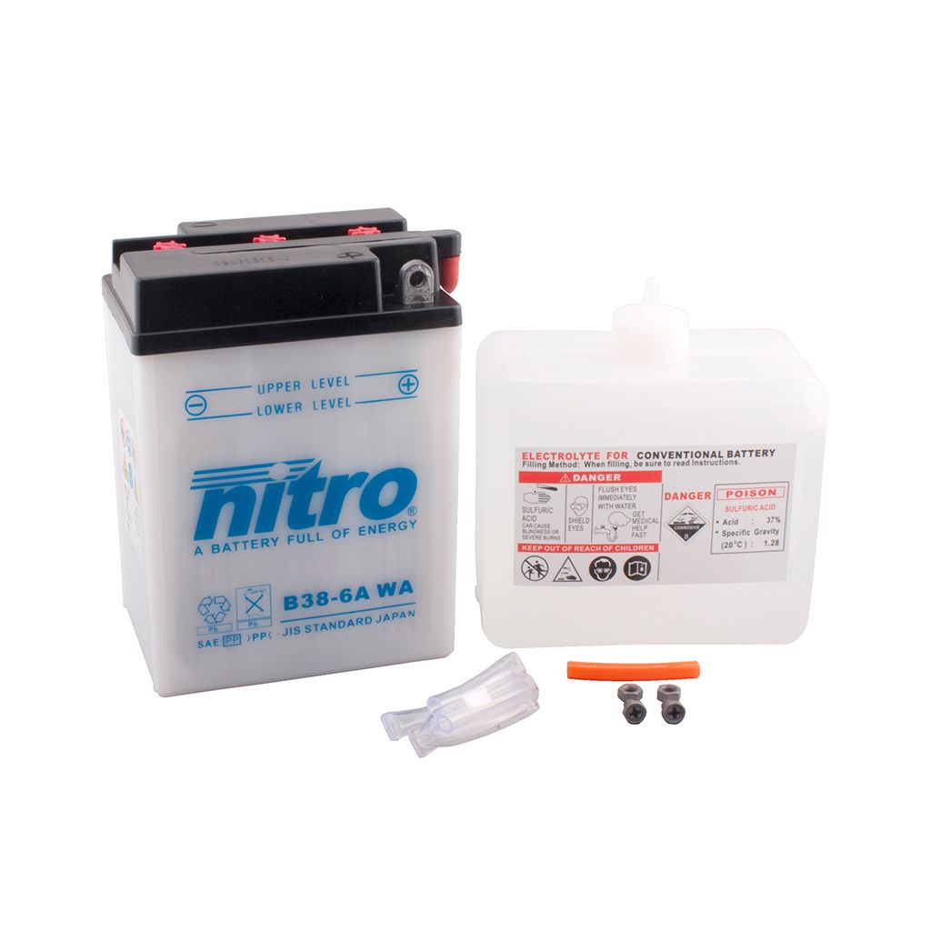 Nitro Batterie 6V 13AH B38-6A Blei-Säure mit Säurepack
