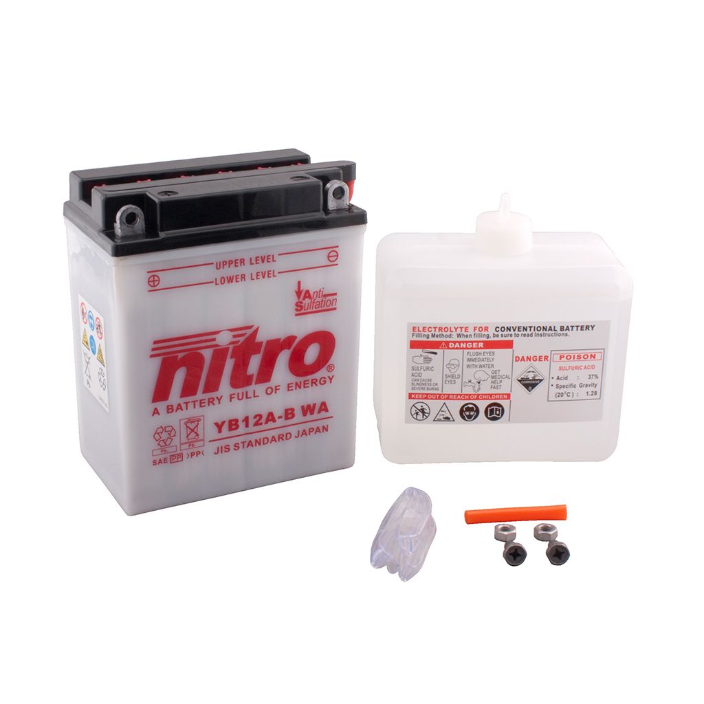 Nitro Batterie 12V 12AH YB12A-B Blei-Säure HC 51215 mit Säurepack