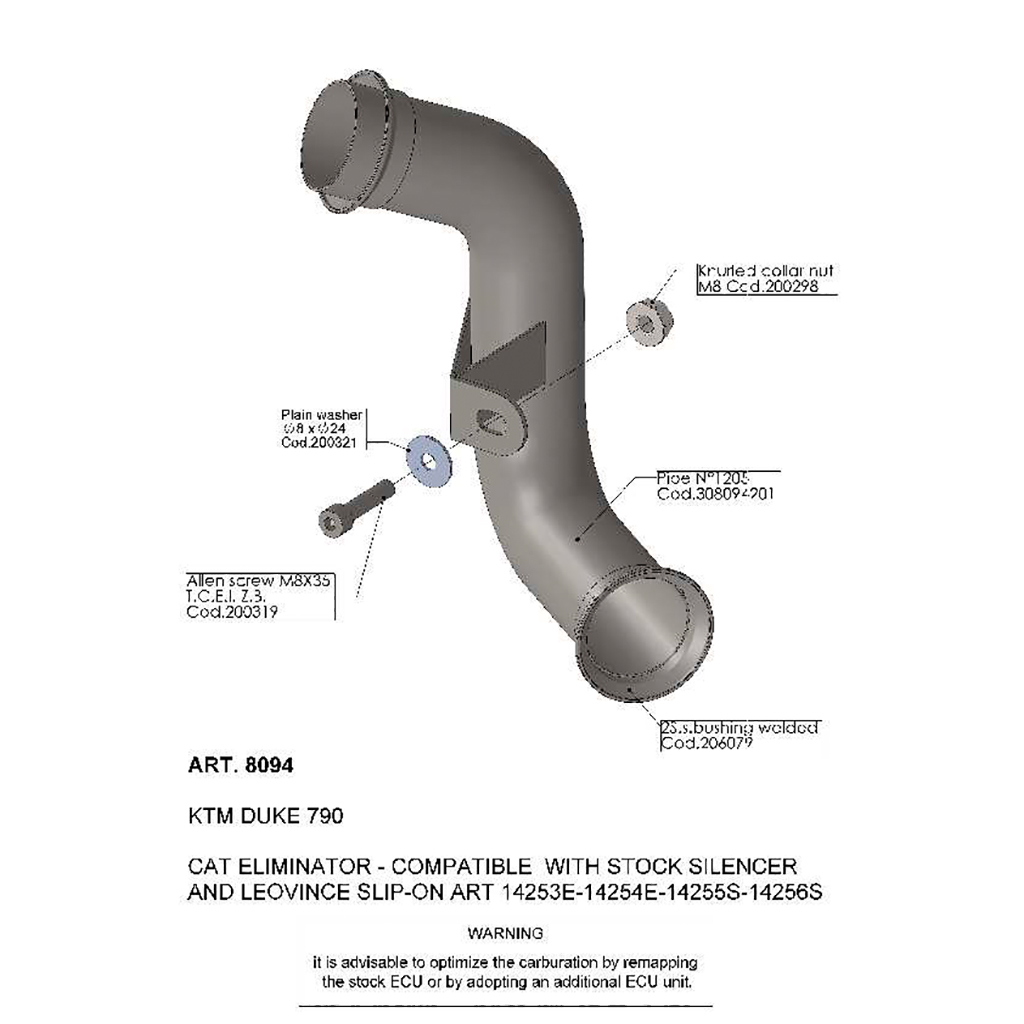 LeoVince Kat-Ersatzrohr Edelstahl ohne Kat
