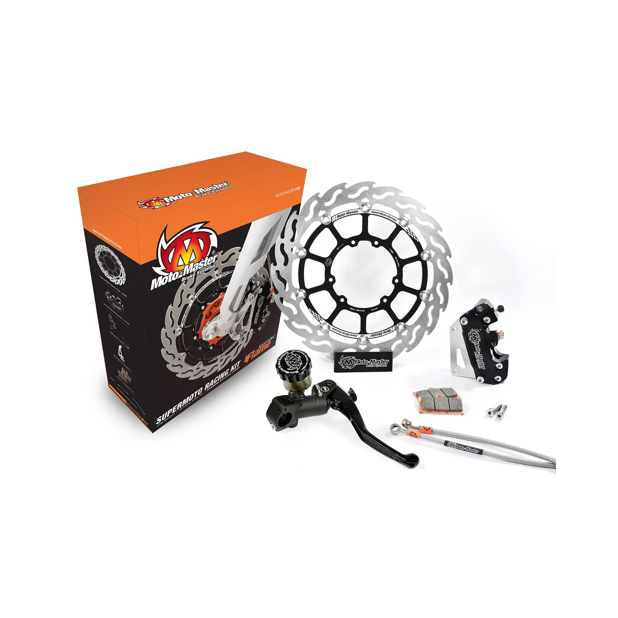Moto-Master Supermoto Kit 320 Flame Bremsscheibe Bremssattel Bremspumpe