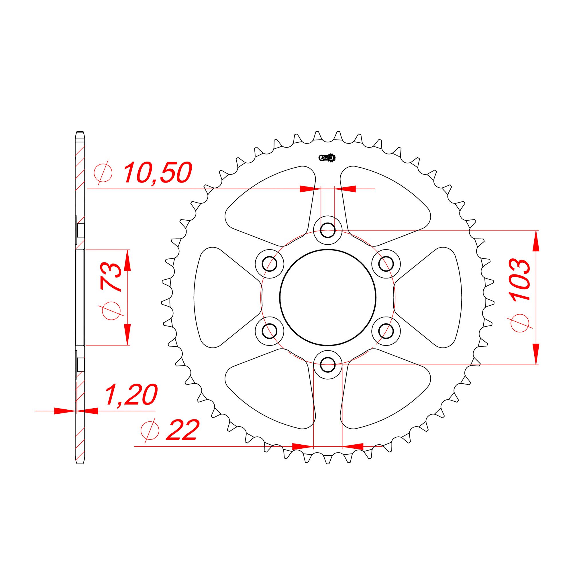 AFAM Kettenrad STAHL #525 49 Zähne