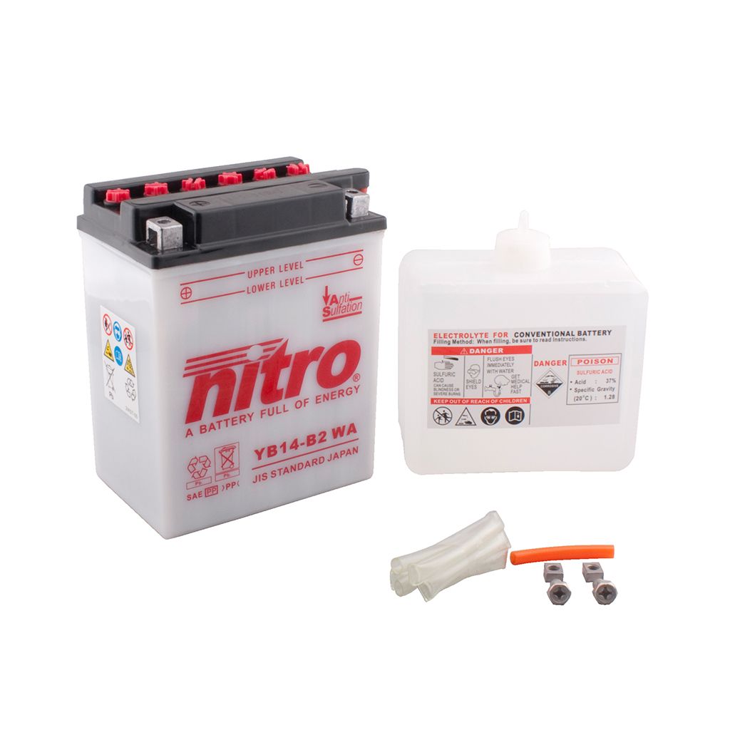 Nitro Batterie 12V 14AH YB14-B2 Blei-Säure HC 51414 mit Säurepack