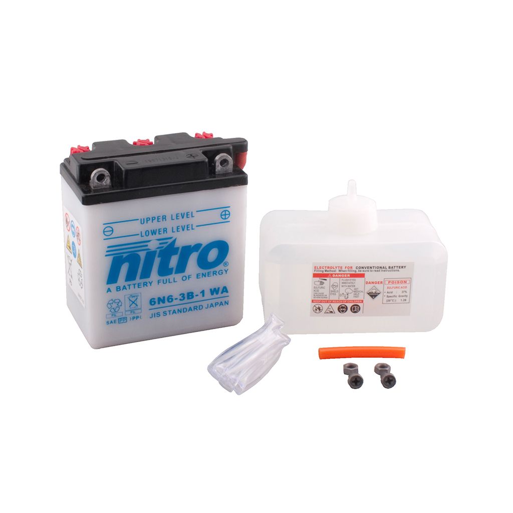 Nitro Batterie 6V 6AH 6N6-3B-1 Blei-Säure 00611 mit Säurepack