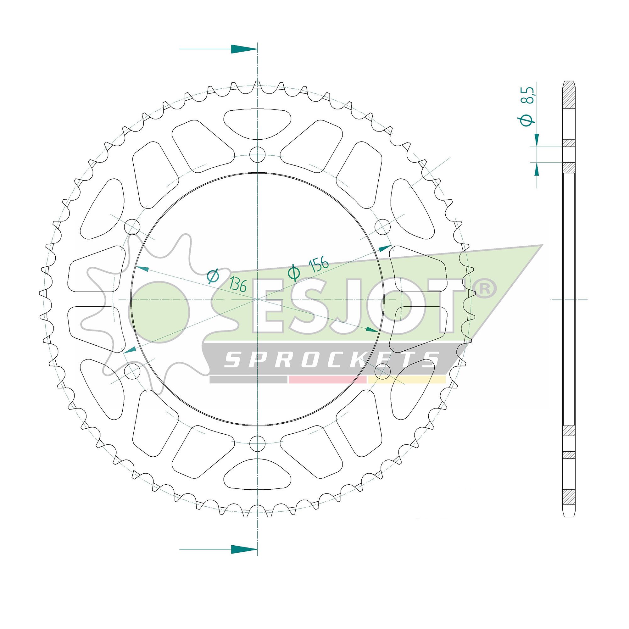 Esjot Kettenrad STAHL #428 57 Zähne