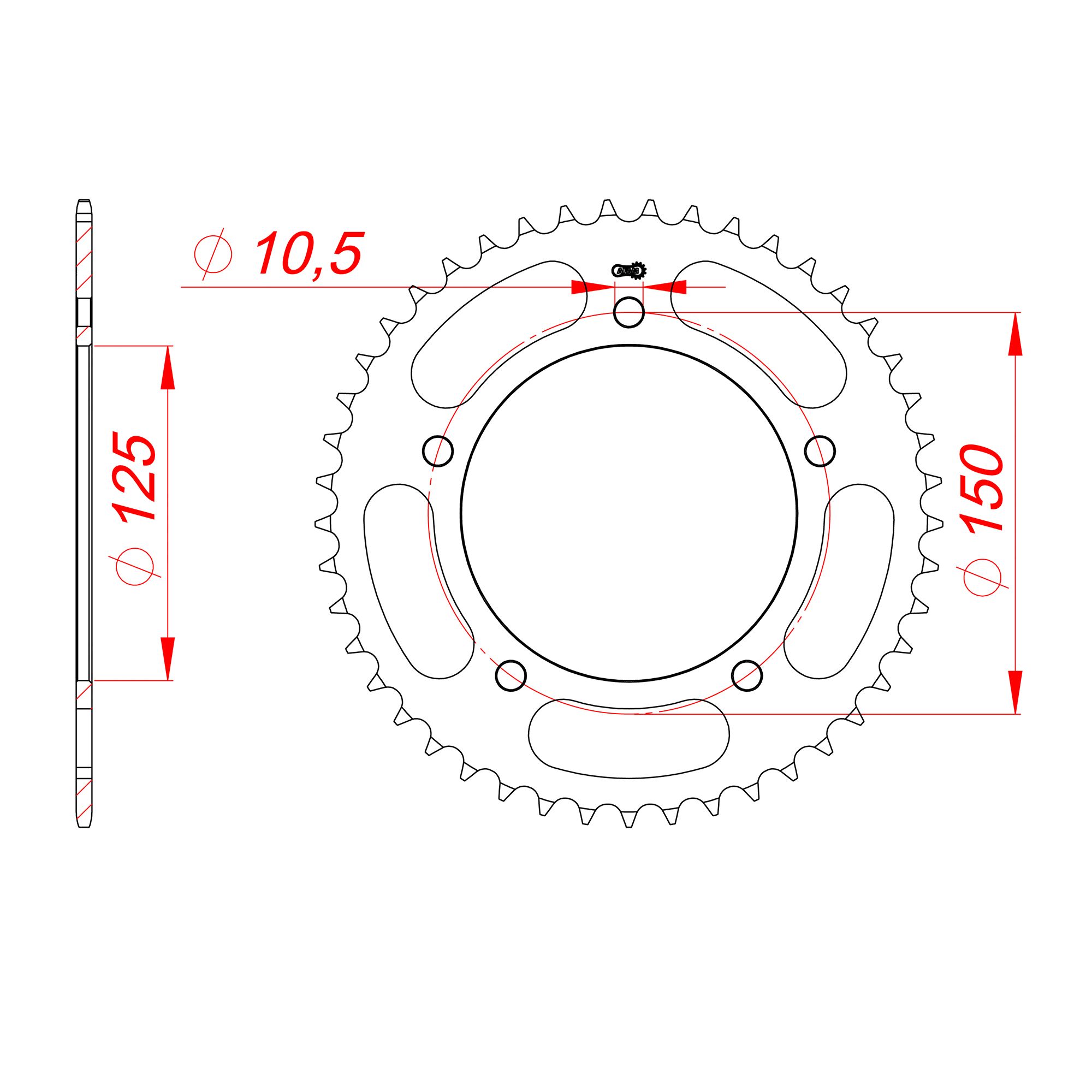AFAM Kettenrad STAHL #520 45 Zähne