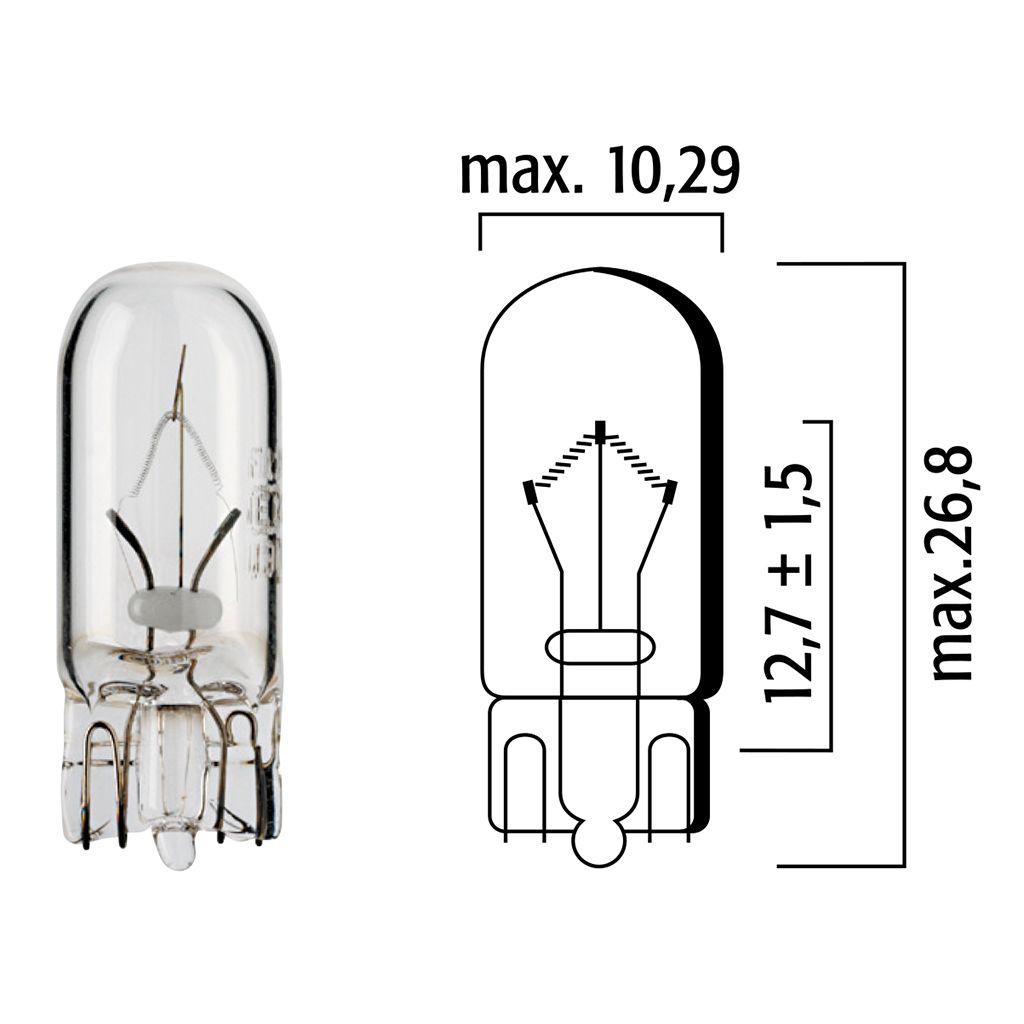 Flösser Lampen 12V 2W W2,1x9,5d Glassockel VPE10