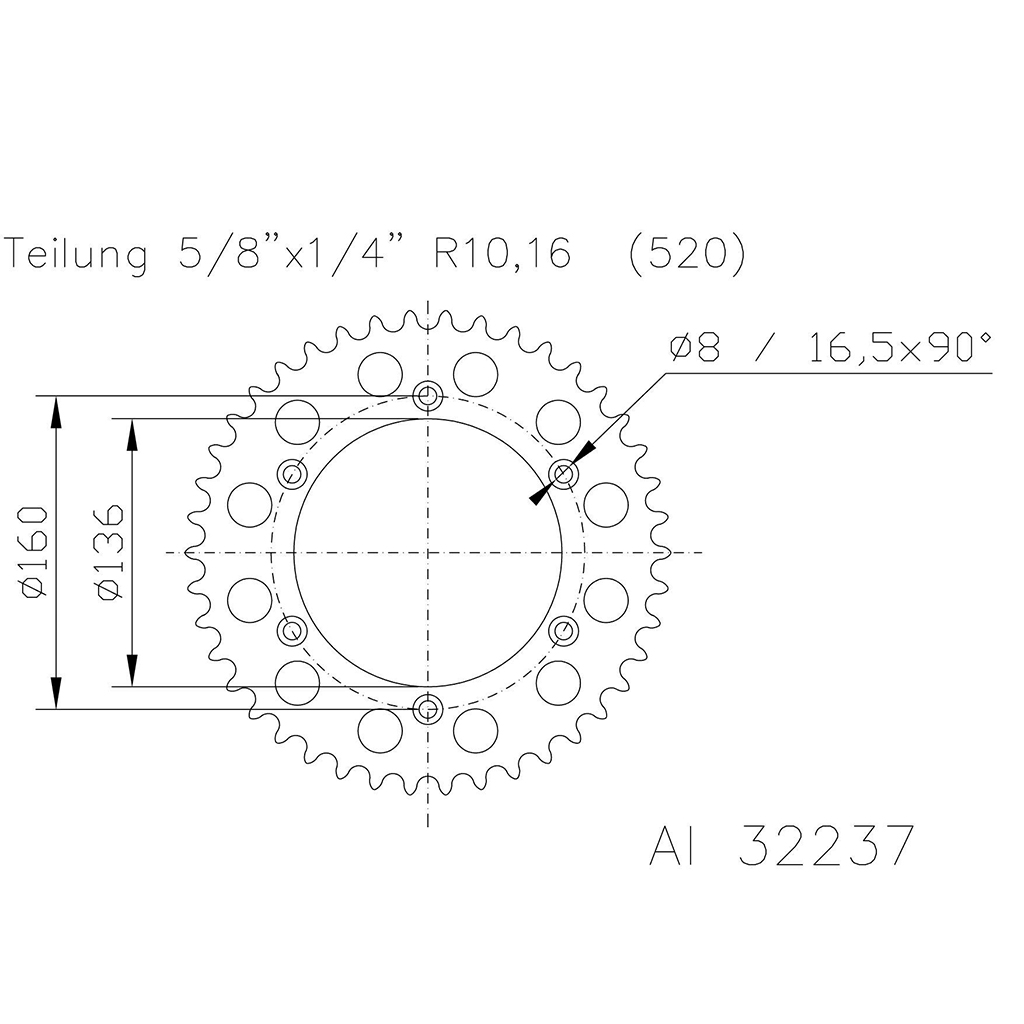 Esjot Kettenrad ALU #520 48 Zähne